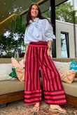 Bloc Stripe Wide Leg Pant Rhubarb Rose & Rioja